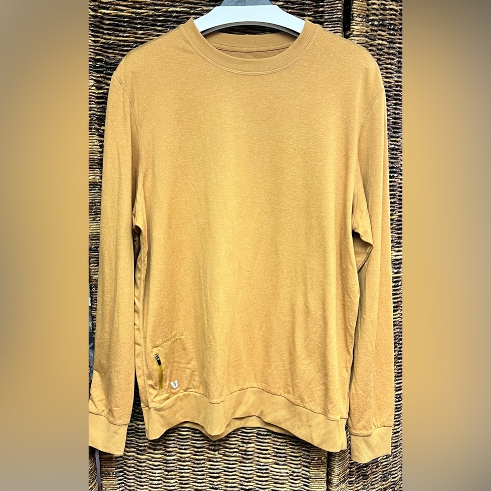 Vuori- Mens Pronto Mustard Long Sleeve Shirt- 24 inches pit to pit,Estimated XXL